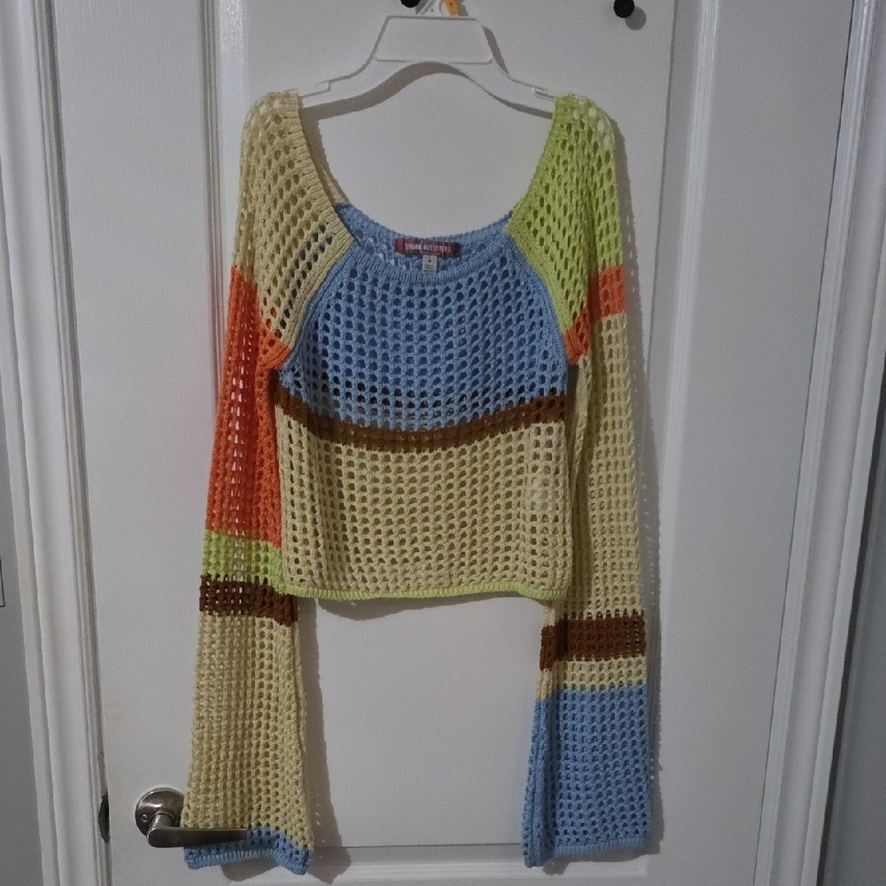 Urban Outfitters Light Blue Crochet Sweater Top